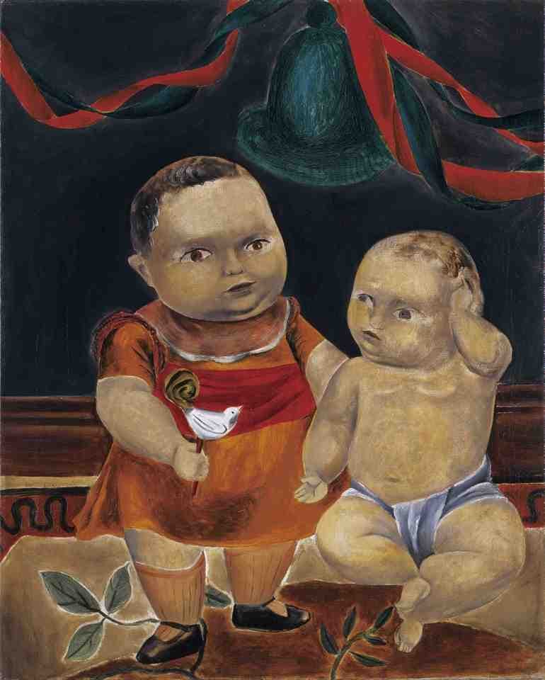 《二人の赤ん坊》1923年・国吉康雄作